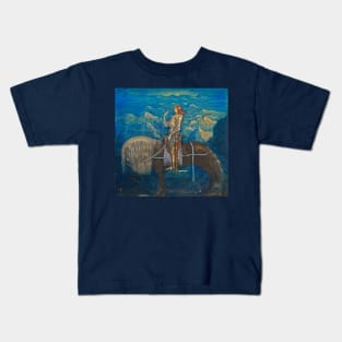 A KNIGHT RODE ON THE HORSE IN BLUE Swedish Fairy Tale Kids T-Shirt